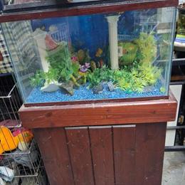 10 Gallon Aquarium Setup with Redwood Cabinet and Accessories in Greensboro, nc