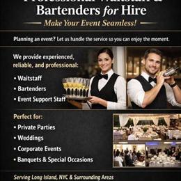 Experienced Waitstaff and Bartenders Available for Events in East Elmhurst, NY