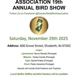 Join the Garden State Bird Association's 19th Annual Bird Show in Elizabeth, nj