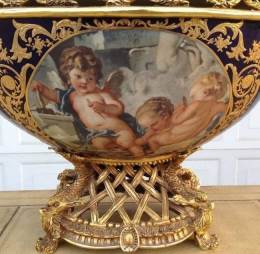 Large Sevres Style Tureen With Bronze Mount And Cover 22 X 23 X 13 Inches in Glendale, CA