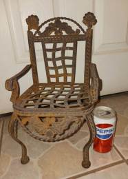 Vintage Small Cast Iron Patio Chair Early 1900S Decorative Garden Chair in Los Angeles, CA