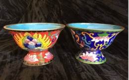 Two Antique Chinese Cloisonne Bowls 2.75 X 4 Inches Vintage Pair in Glendale, CA
